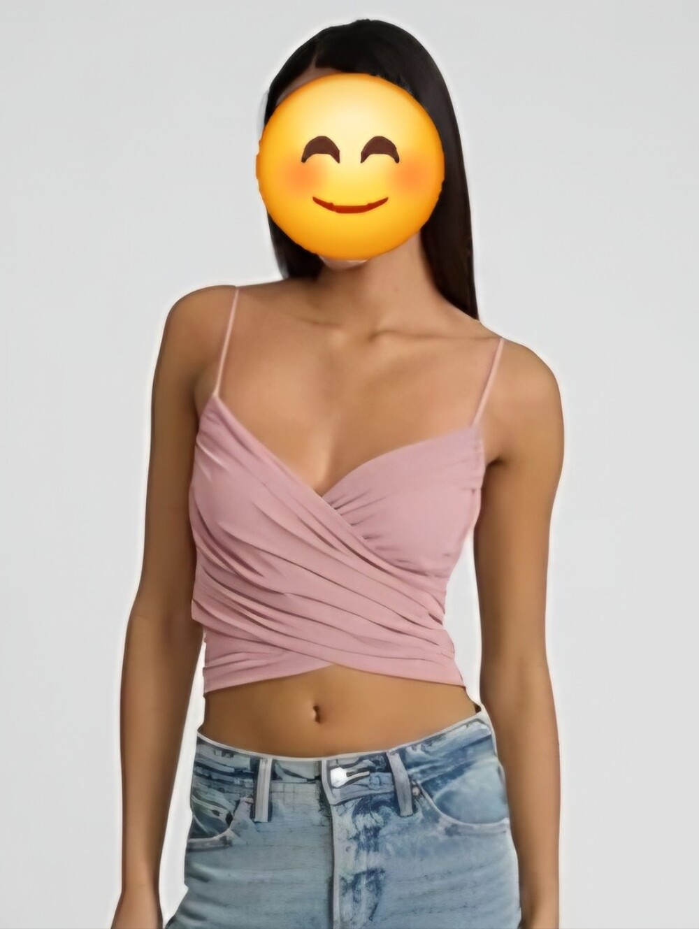 Express Mesh V Neck Rushed Cropped Cami Rose color